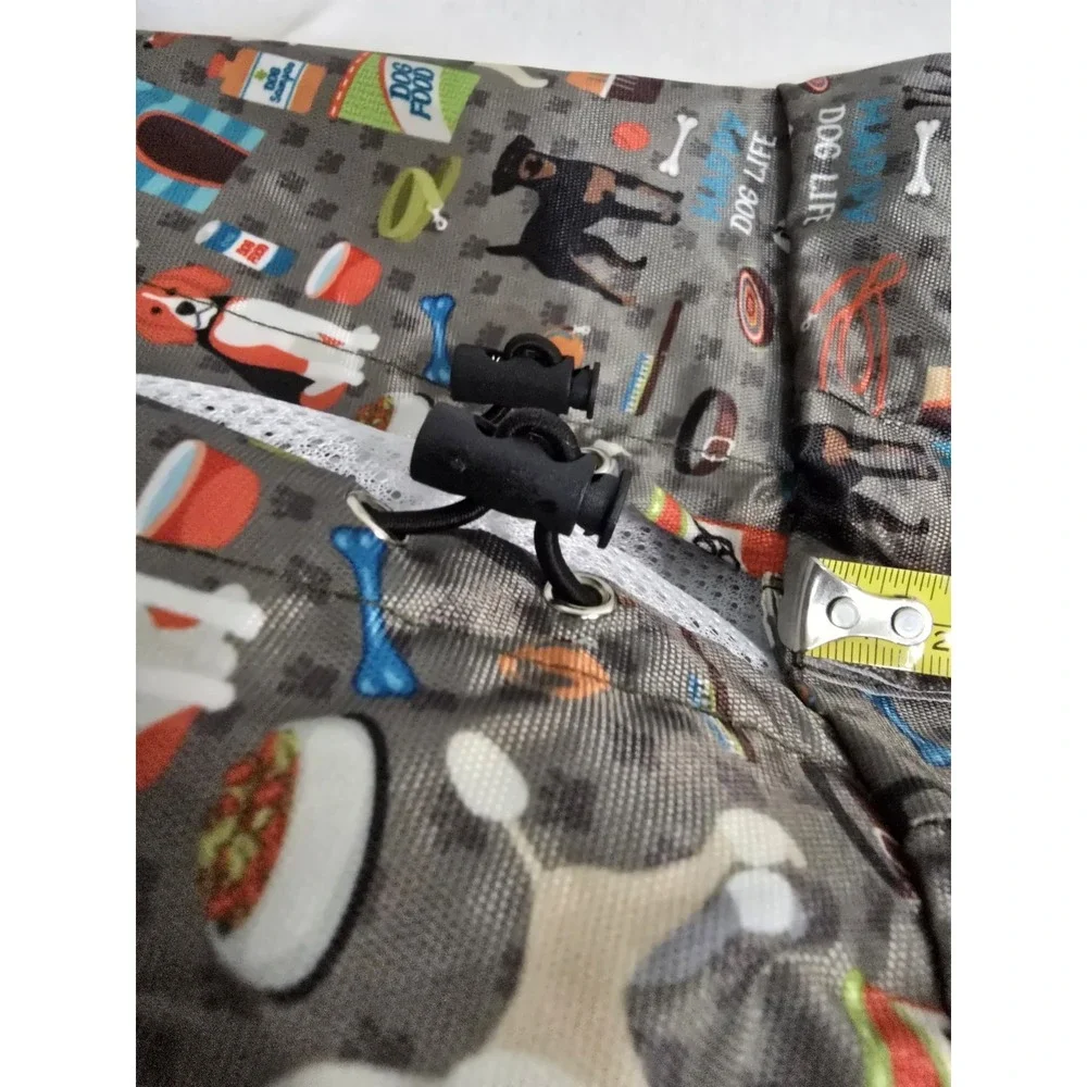 FunnyDogClothes.com Dog Raincoat Grey Pet Print Mesh‎ Lined Hooded Jacket Large